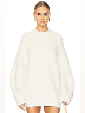 Free People Sunbeam Sweater Ribbed Mock Neck Oversized Neutral Women’s XS